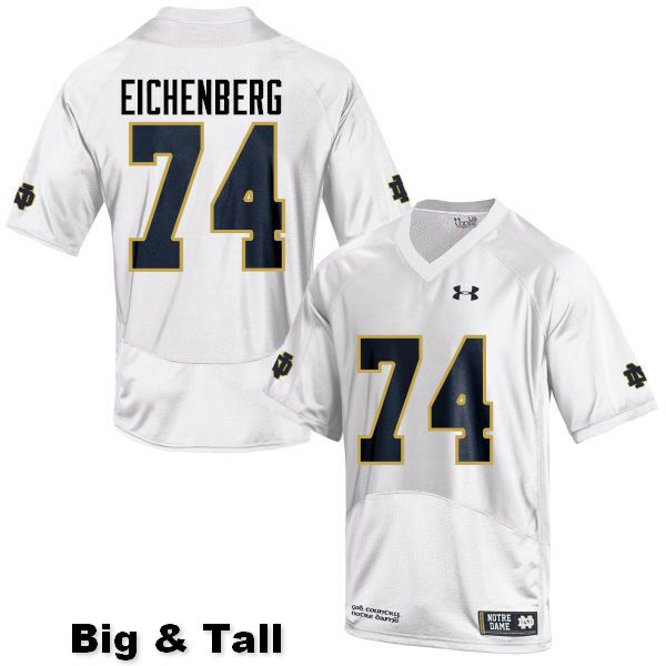 Men's NCAA Notre Dame Fighting Irish #74 Liam Eichenberg Stitched College Under Armour Authentic White Big & Tall Football Jersey EX10J65JD